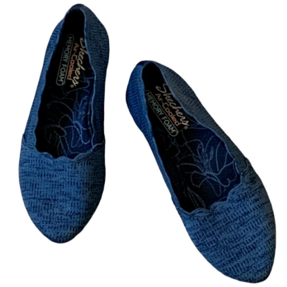 Skechers Womens Blue Cleo Newford 44870 Slip On‎ Comfort Ballet Flat Sz 8 #22F